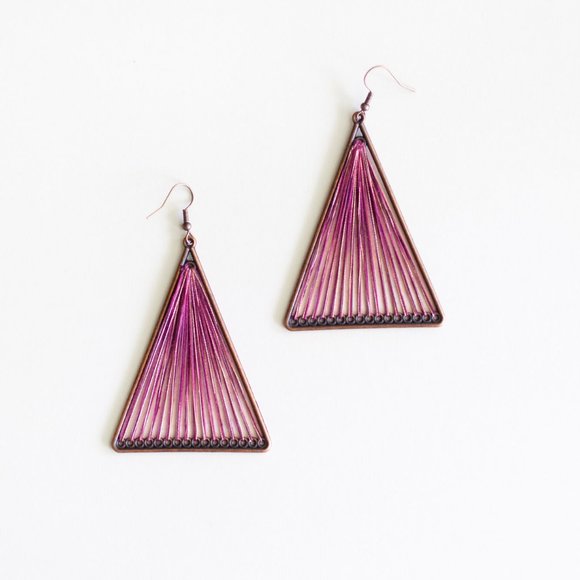 Bohemian Geometric Threaded Large Earrings - Picture 6 of 8